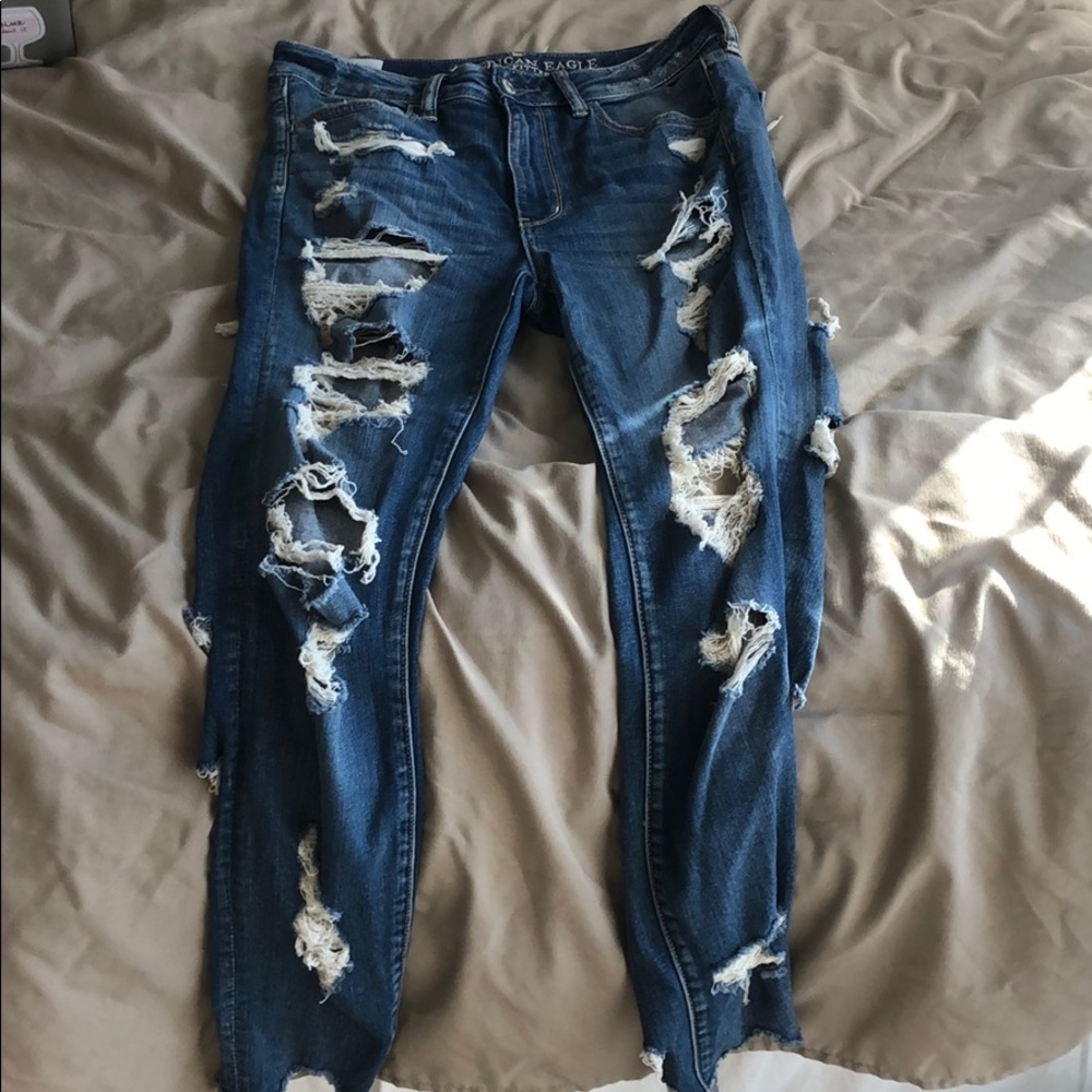 American Eagle ripped jeans (front & back).